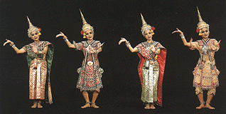 Womens' and men's dancing costumes
